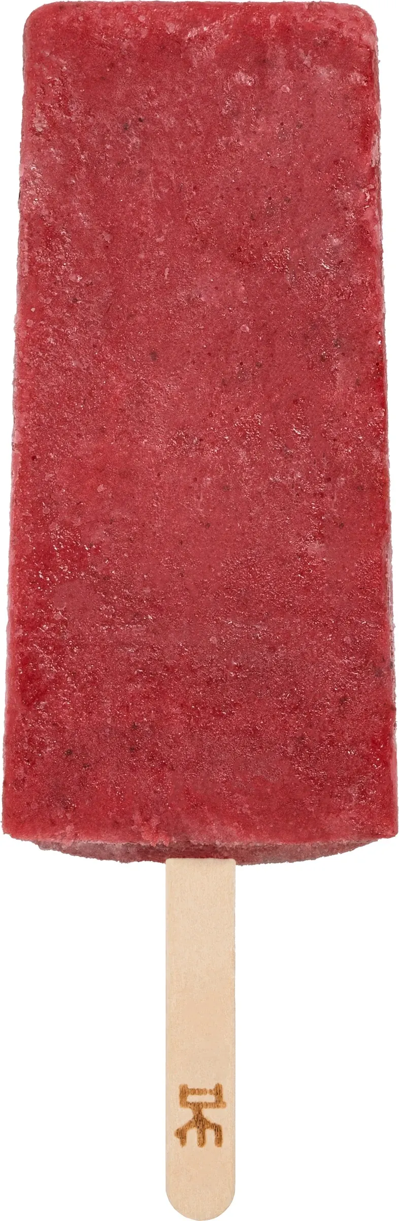 Paleta frutal de Mora IKE, artesanal, con palito de madera marcado